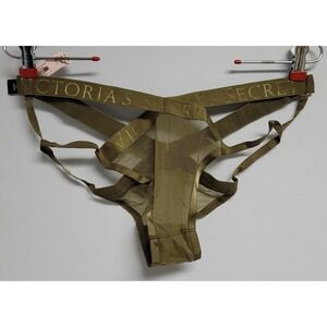 Victorias Secret Crossover Logo Hardware Cheeky Panty New Womens Large Olive
